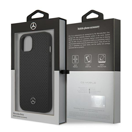 Mercedes MEHCP13MDELBK iPhone 13 6,1" czarny/black hardcase Leather Perforated