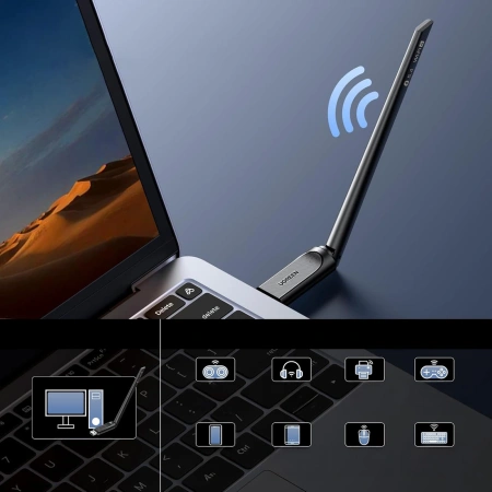 Adapter Ugreen CM878 bezprzewodowy WiFi 6 z Bluetooth 5.4 - czarny