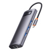 Baseus Metal Gleam Series stacja dokująca HUB 7 w 1 USB Typ C - 2 x HDMI / 3 x USB 3.2 Gen. 1 / 1 x Power Delivery / 1 x RJ-45 Ethernet szary (WKWG040113)