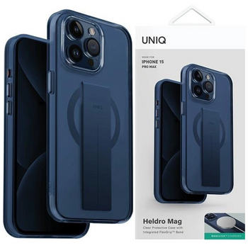 Etui UNIQ Heldro Mag Mag Magclick Charging na iPhone 15 Pro - niebieskie