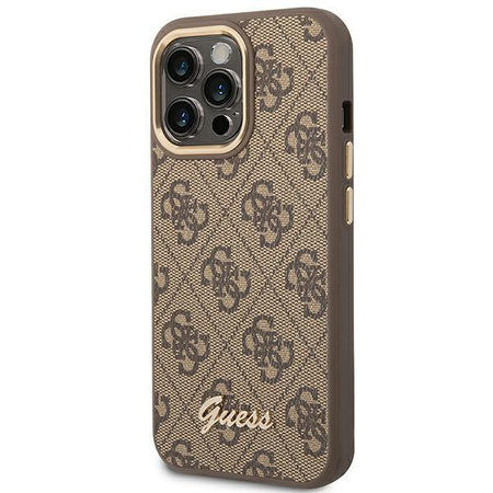 Guess GUHCP14XHG4SHW iPhone 14 Pro Max 6,7" brązowy/brown hard case 4G Vintage Gold Logo