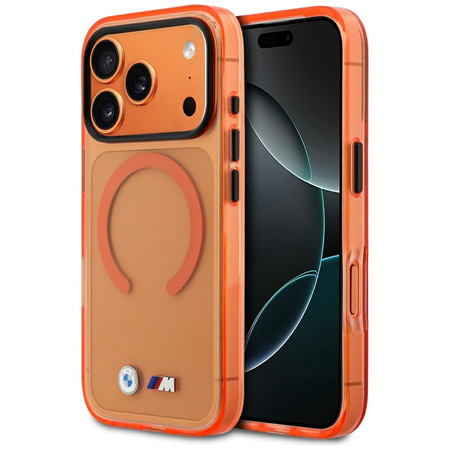 Etui BMW M IML Metal Logos MagSafe do iPhone 17 Pro pomarańczowy