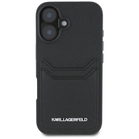 KARL LAGERFELD ETUI DO IPHONE 16 HC GRAINED PU KIESZEŃ NA KARTY METALOWA