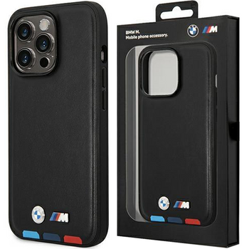 Etui BMW Leather Stamp Tricolor do iPhone 15 Pro - czarne