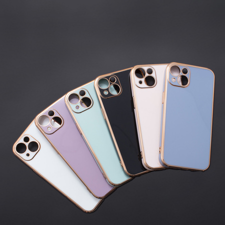 Lighting Color Case etui do iPhone 13 Pro żelowy pokrowiec ze złotą ramką fioletowy