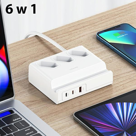 USAMS LISTWA ZASILAJĄCA 65W DO TELEFONÓW I LAPTOPÓW USB EXTENSION SOCKET EU