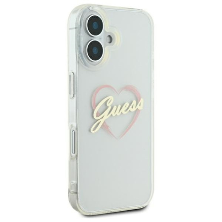 GUESS ETUI HARDCASE DO IPHONE 16 PLUS 6.7 Z MOTYWEM IML HEART PRZEŹROCZYSTE