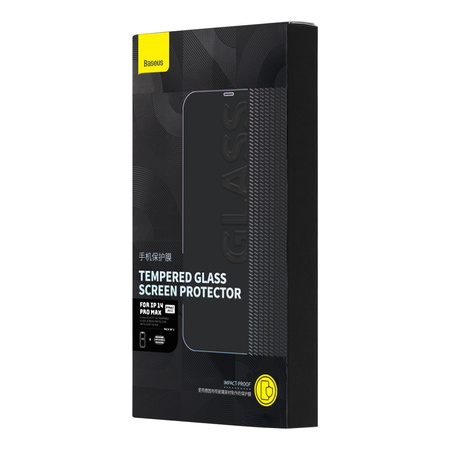 Baseus zestaw 2x szkło hartowane do iPhone 14 Pro Max na cały ekran z osłoną na głośnik 0.3mm + ramka montażowa