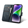 iCarer Oil Wax Wallet Case 2in1 etui iPhone 14 skórzany pokrowiec z klapką Anti-RFID niebieski (WMI14220721-BU)
