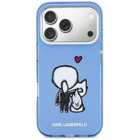 Etui Karl Lagerfeld Karl & Choupette Back MagSafe do iPhone 17 Pro Max niebieski