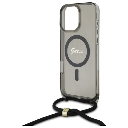 GUESS ETUI HARDCASE DO IPHONE 16 PRO MAX CROSSBODY CORD DO MAGSAFE BLACK