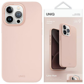 UNIQ etui Lino Hue iPhone 15 Pro 6.1" Magclick Charging różowy/blush pink