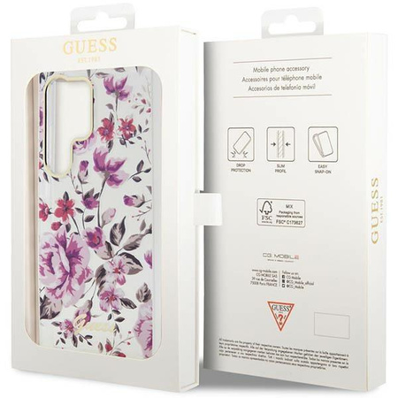 Etui Guess GUHCS23LHCFWST S23 Ultra S918 - białe Flower Collection