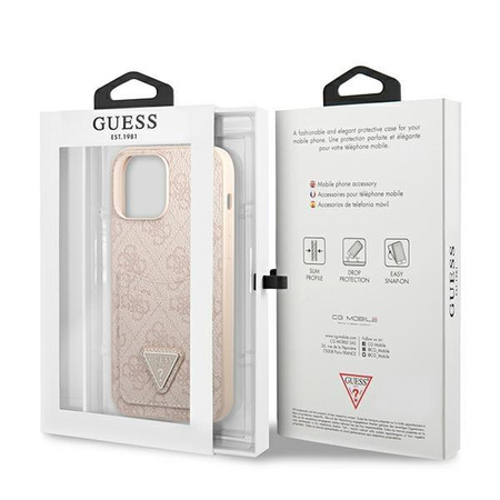 Guess GUHCP13LP4TPP iPhone 13 Pro / 13 6,1" różowy/pink hardcase 4G Triangle Logo Cardslot