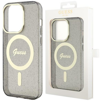 Etui Guess Glitter Gold MagSafe GUHMN61HCMCGK na iPhone 11 / Xr - czarne