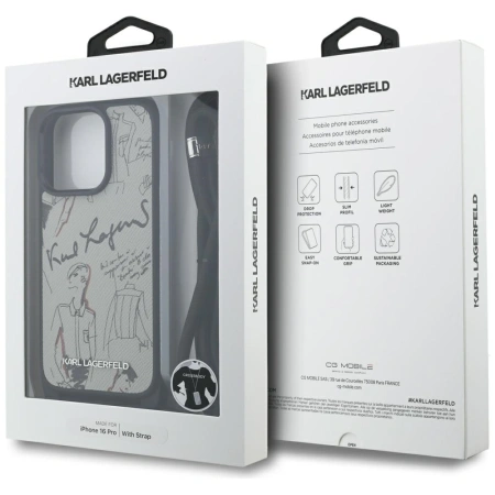 KARL LAGERFELD ETUI CROSSBODY GRAINED PATTERN LOGO DO IPHONE 16 PRO