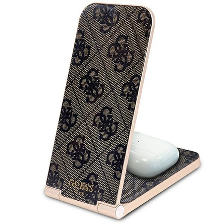 Guess składana ład. indukcyjna2w1 GUDCFAL4PEGW 15W brązowy/brown 4G Pattern MagSafe