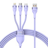 Baseus Flash Series Ⅱ kabel 3w1 do szybkiego ładowania USB-A do USB-C / Micro-USB / Lightning 66W 480Mb/s 1.2m fioletowy