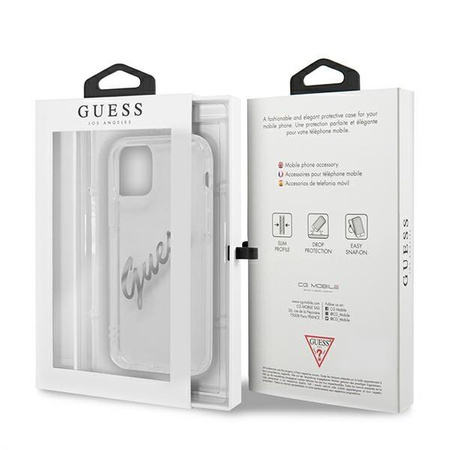 Guess GUHCP12LKTRSVSI iPhone 12 Pro Max 6,7" Transparent hardcase Vintage Script Silver