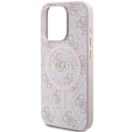 Etui Guess 4G Collection Leather Metal Logo MagSafe na iPhone 14 Pro Max - różowe