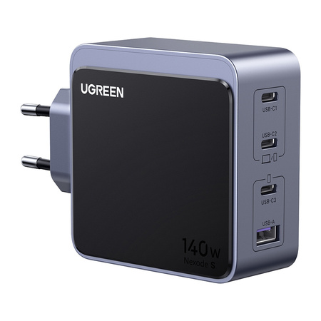 Ładowarka sieciowa UGREEN Nexode S 140W 3xUSB-C USB-A GaN (szara)