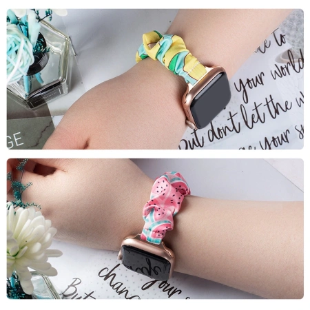 HURTEL PASEK OPASKA MATERIAŁOWA DO APPLE WATCH 7 6 5 4 3 2 SE ANANAS GUMKA