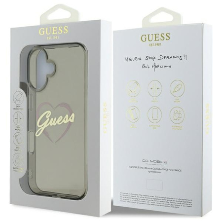 GUESS POKROWIEC HARDCASE DO IPHONE 16 6.1 IML HEART OCHRONA TELEFONU