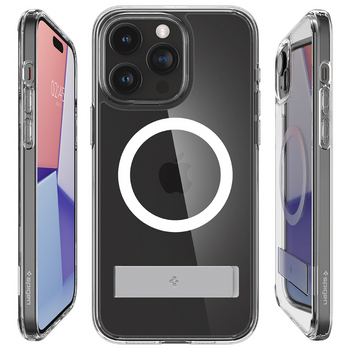 Etui Spigen Ultra Hybrid S MagSafe z podstawką do iPhone 15 Pro - przezroczyste