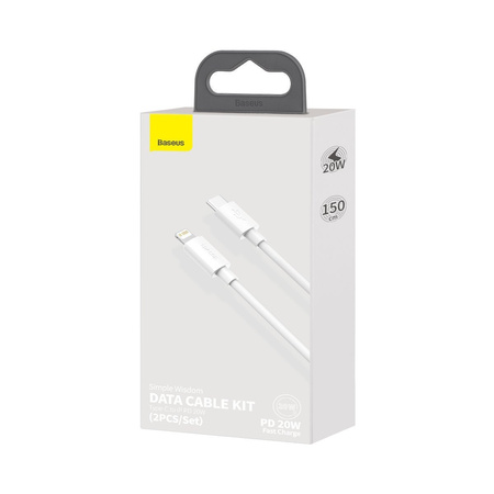 BASEUS KABEL USB-C DO LIGHTNING 20W DO IPHONE 11 12 13 14 1.5M 2SZT ZESTAW