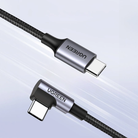UGREEN SZYBKI KABEL PRZEWÓD WYTRZYMAŁY KĄTOWY USB-C DO USB-C 0.5M CZARNY