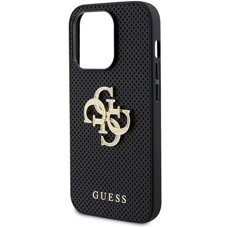 Etui Guess Leather Perforated 4G Glitter Logo na iPhone 15 Pro Max - czarne