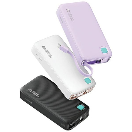 USAMS POWERBANK 10000MAH 20W PD DO TELEFONÓW SZYBKA ŁADOWARKA ZWIJANY KABEL