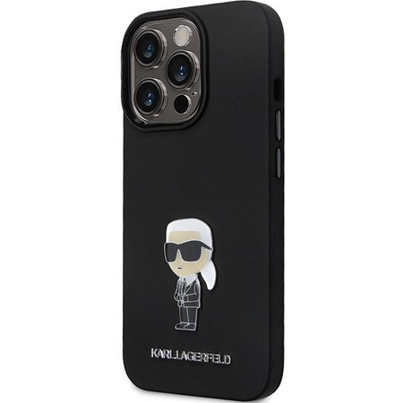 Etui Karl Lagerfeld KLHCP13XSMHKNPK na iPhone 13 Pro Max - czarne Silicone Ikonik Metal Pin