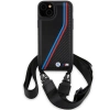 Etui BMW M Edition Carbon Tricolor Lines & Strap na iPhone 15 Plus / 14 Plus - czarne