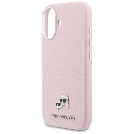 Etui Karl Lagerfeld Karl & Choupette     Head Pins Saffiano MagSafe do iPhone 17 różowy