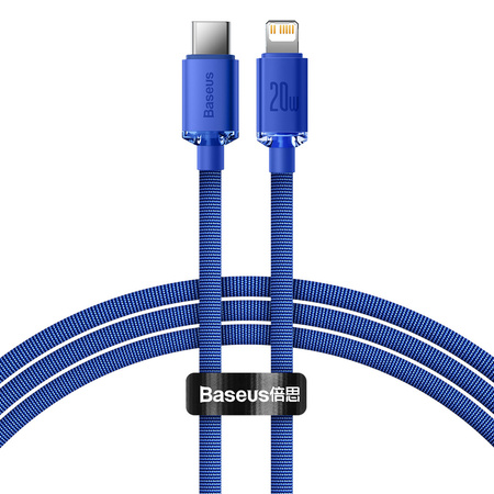 Baseus Crystal Shine Series kabel przewód USB do szybkiego ładowania i transferu danych USB Typ C - Lightning 20W 1,2m niebieska (CAJY000203)
