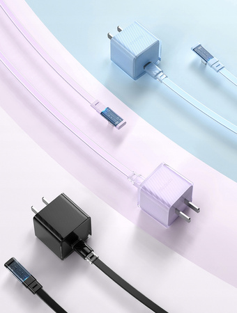 MCDODO KABEL KĄTOWY USB-C LIGHTNING PŁASKI 36W DO IPHONE 12 13 14 CZARNY 1M