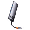 Baseus Metal Gleam Series stacja dokująca HUB 7 w 1 USB Typ C - 2 x HDMI / 3 x USB 3.2 Gen. 1 / 1 x Power Delivery / 1 x RJ-45 Ethernet szary (WKWG040113)
