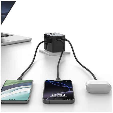 USAMS ŁADOWARKA SIECIOWA TRAVEL ADAPTER CC309 2XUSB-C 25W DO IPHONE 12 13