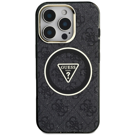 GUESS ETUI IML METAL GLITTER 4G CIRCLE TRIANGLE DO IPHONE 16 PRO DO MAGSAFE