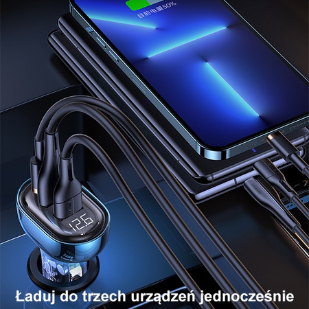 USAMS ŁADOWARKA SAMOCHODOWA 2xUSB 1xUSB-C 80W DO TELEFONÓW ZŁĄCZE USB-C