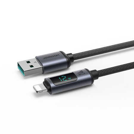 Kabel Lightning - USB A 2.4A 1.2m z wyświetlaczem LED Joyroom S-AL012A16 - czarny