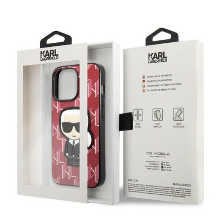 Etui Karl Lagerfeld KLHCP13LPMNIKPI na iPhone 13 Pro / 13 hardcase - czerwone Monogram Ikonik Patch