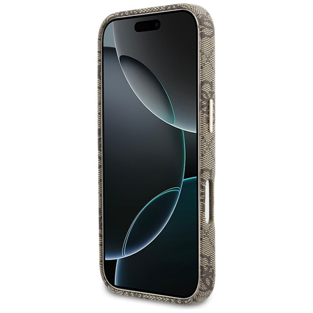 Etui Guess 4G Script MagSafe do iPhone 17 Pro brązowy