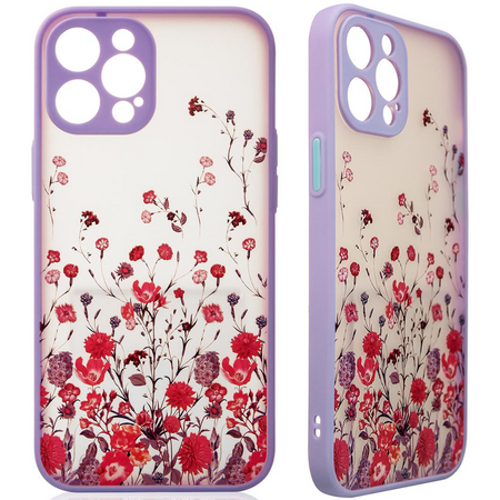 Design Case etui do iPhone 12 Pro pokrowiec w kwiaty fioletowy