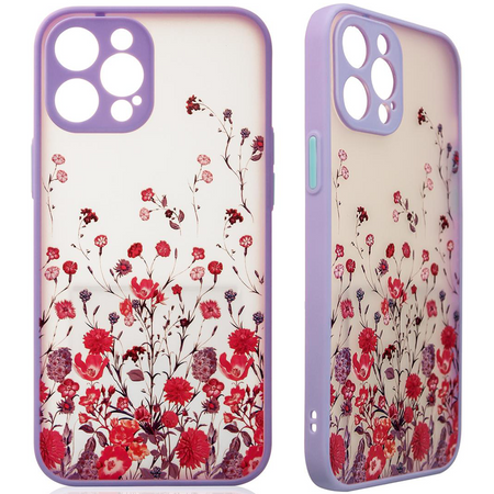 Design Case etui do iPhone 13 Pro pokrowiec w kwiaty fioletowy