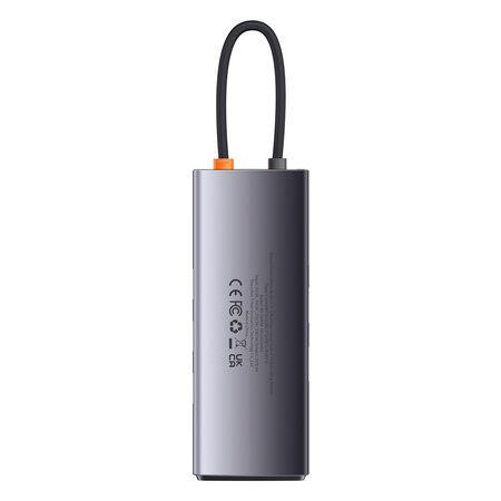 Baseus Metal Gleam Series stacja dokująca HUB 7 w 1 USB Typ C - 2 x HDMI / 3 x USB 3.2 Gen. 1 / 1 x Power Delivery / 1 x RJ-45 Ethernet szary (WKWG040113)