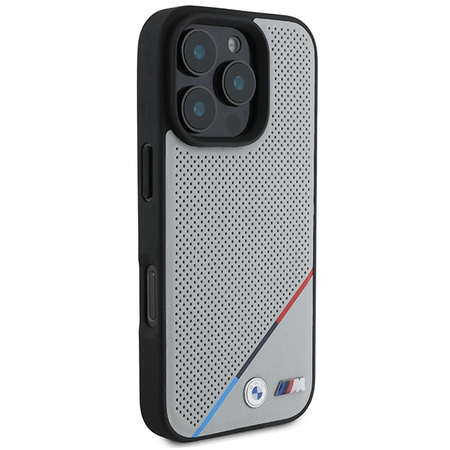 BMW BMHMP16L23PUPDG iPhone 16 Pro 6.3szary/grey hardcase M Perforated Tricolor Line MagSafe