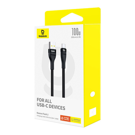 BASEUS KABEL USB-C DO USB-C 2M 100W DO TELEFONÓW DO SZYBKIEGO ŁADOWANIE