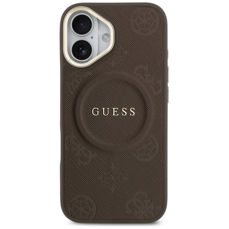 Etui Guess Peony Hot Stamp MagSafe do    iPhone 17 brązowy